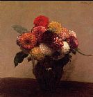 Dahlias, Queens Daisies, Roses and Corn Flowers I by Henri Fantin-Latour